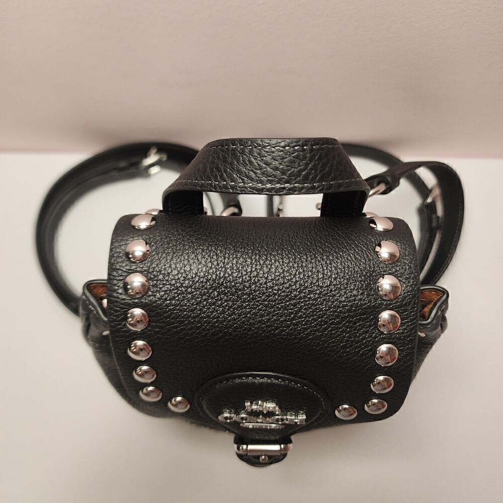 NWT Coach CM041 Amelia Backpack Rivets Leather Convertible Black - Picture 5 of 7